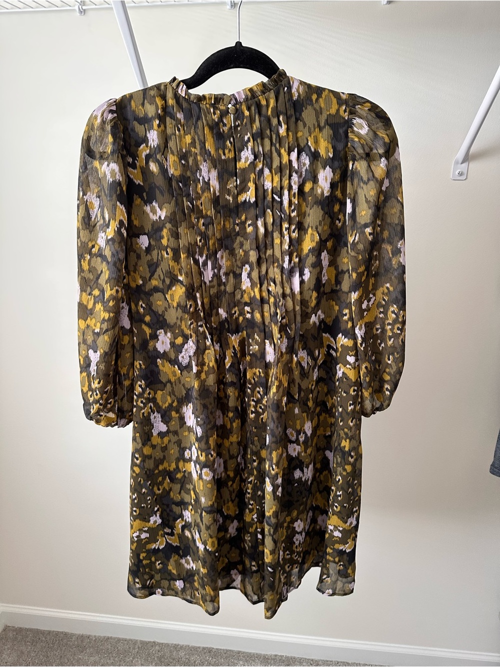 Pinch Olive, Mustard & Black Pleated Floral Dress